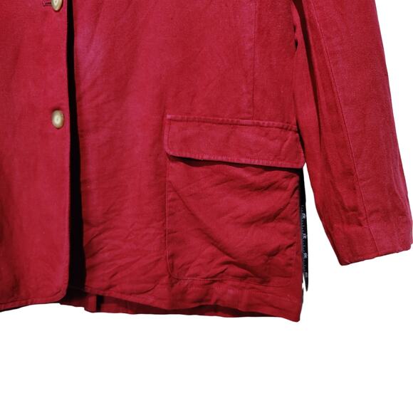 Vintage LL Bean Womens Sz 14 Burnt Red Linen Blend Blazer Jacket Lined Loose Fit - Picture 2 of 6